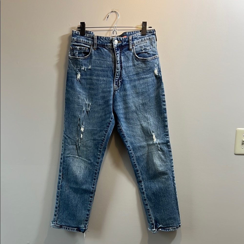 Pilcro for Anthropologie Distressed Blue Straight Leg Jeans